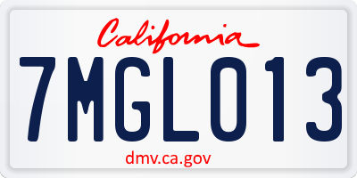 CA license plate 7MGL013