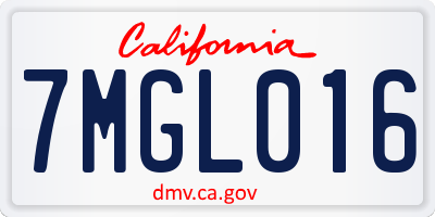 CA license plate 7MGL016