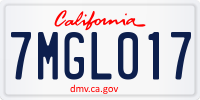 CA license plate 7MGL017