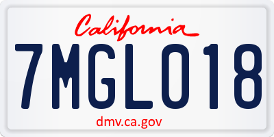 CA license plate 7MGL018