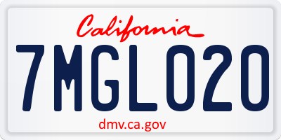 CA license plate 7MGL020