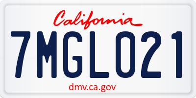 CA license plate 7MGL021