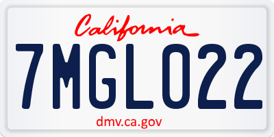 CA license plate 7MGL022
