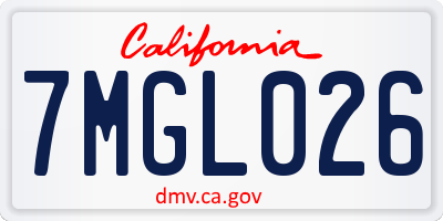 CA license plate 7MGL026