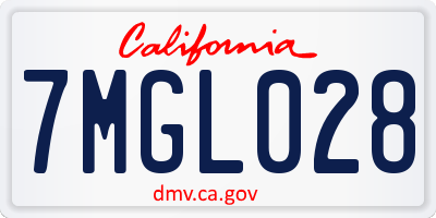 CA license plate 7MGL028