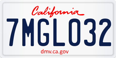 CA license plate 7MGL032