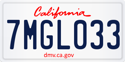 CA license plate 7MGL033