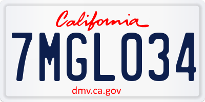 CA license plate 7MGL034