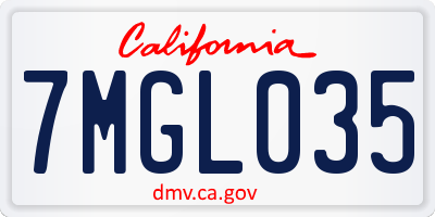 CA license plate 7MGL035