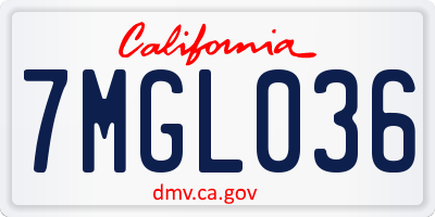 CA license plate 7MGL036