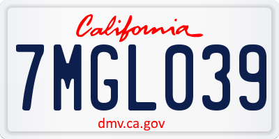 CA license plate 7MGL039