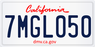 CA license plate 7MGL050