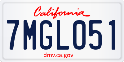 CA license plate 7MGL051