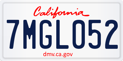 CA license plate 7MGL052