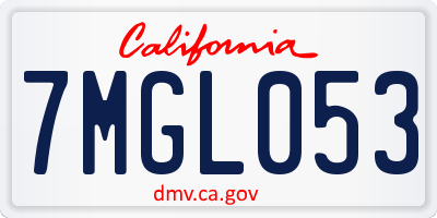 CA license plate 7MGL053
