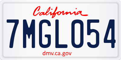 CA license plate 7MGL054