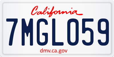 CA license plate 7MGL059