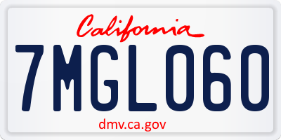 CA license plate 7MGL060