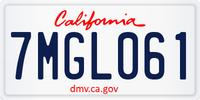 CA license plate 7MGL061