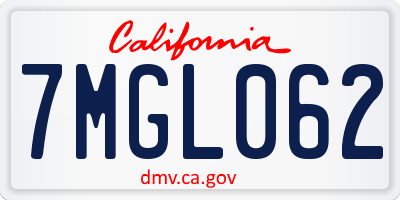 CA license plate 7MGL062