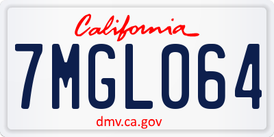 CA license plate 7MGL064