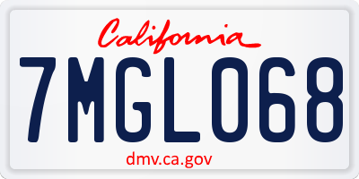 CA license plate 7MGL068