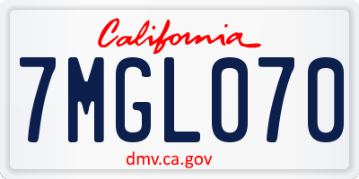 CA license plate 7MGL070