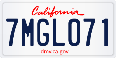 CA license plate 7MGL071