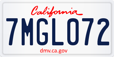 CA license plate 7MGL072