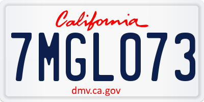 CA license plate 7MGL073