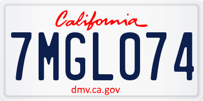 CA license plate 7MGL074