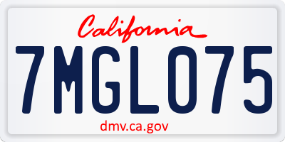 CA license plate 7MGL075