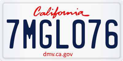 CA license plate 7MGL076