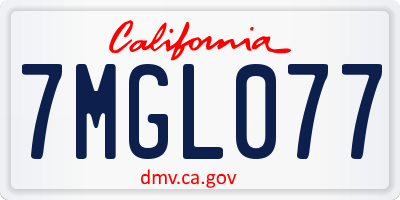 CA license plate 7MGL077