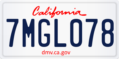 CA license plate 7MGL078