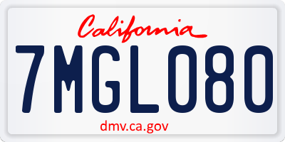 CA license plate 7MGL080
