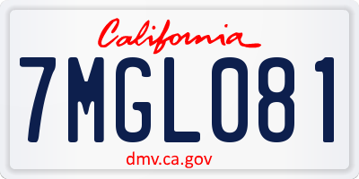 CA license plate 7MGL081