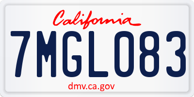 CA license plate 7MGL083