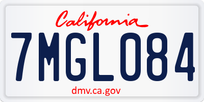 CA license plate 7MGL084