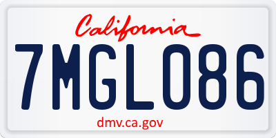CA license plate 7MGL086