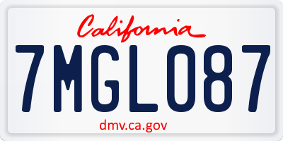 CA license plate 7MGL087