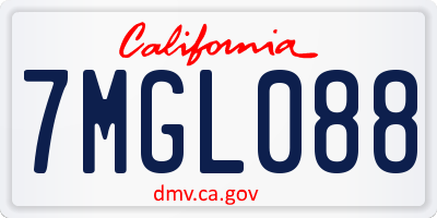 CA license plate 7MGL088