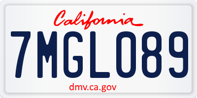 CA license plate 7MGL089