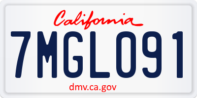 CA license plate 7MGL091