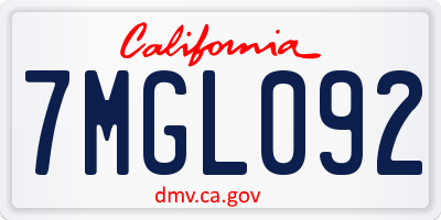 CA license plate 7MGL092