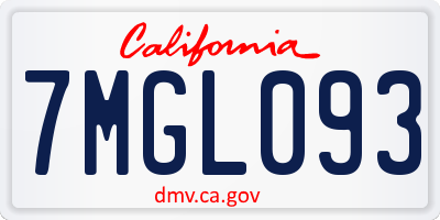 CA license plate 7MGL093