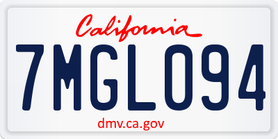 CA license plate 7MGL094