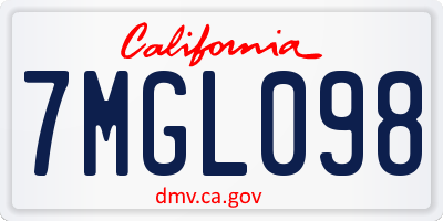 CA license plate 7MGL098