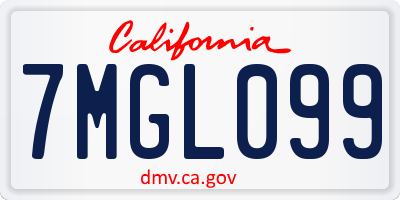 CA license plate 7MGL099
