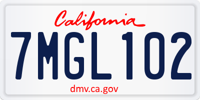 CA license plate 7MGL102